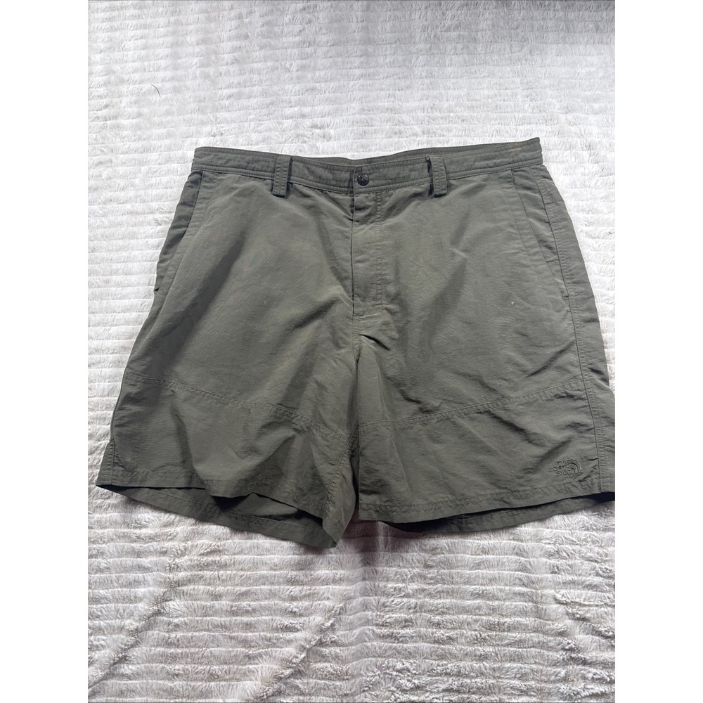 North Face Mens Shorts 42 Nylon Rip Stop Tan Travel Hiking Outdoor Fishing Green